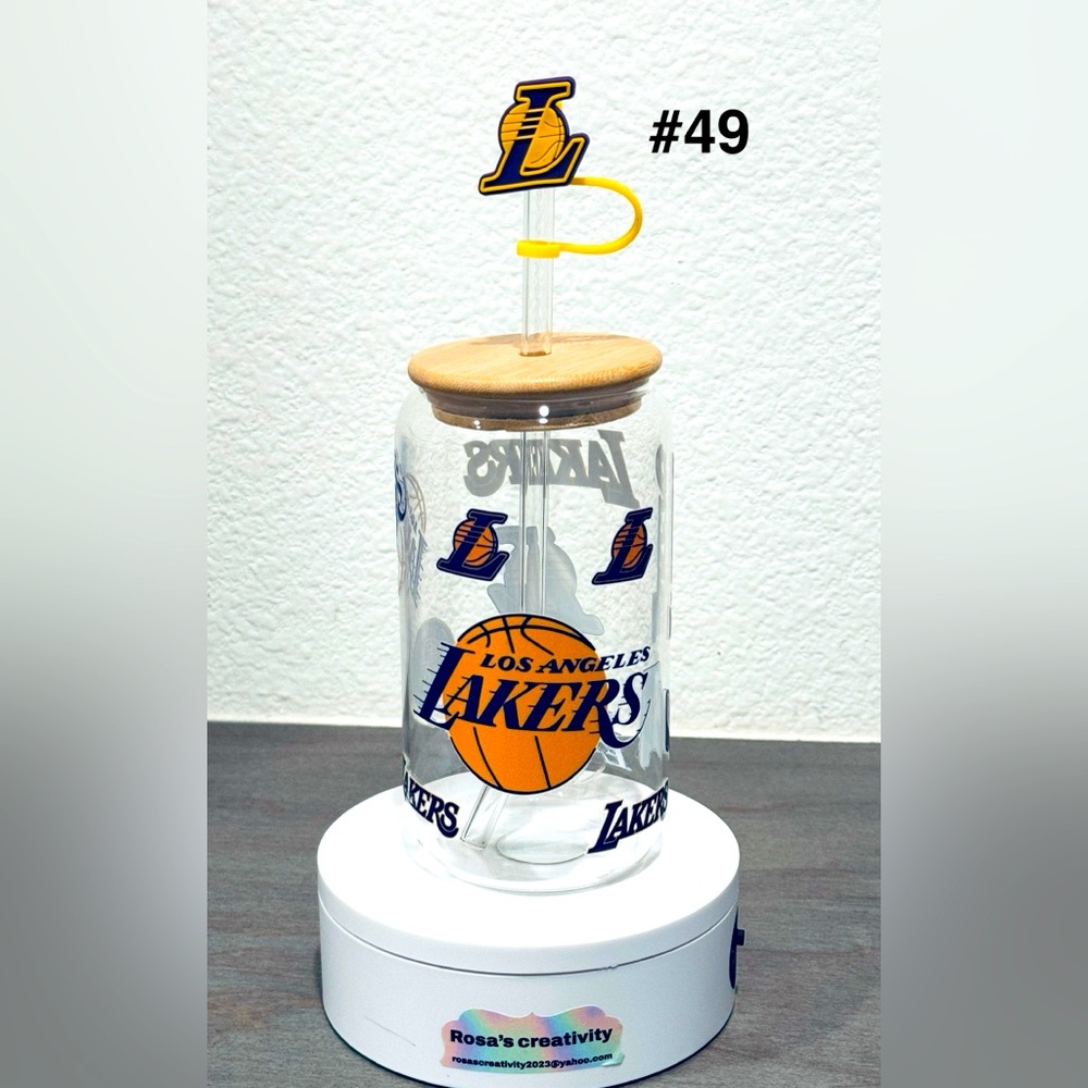Los Angeles Lakers Glass Tumbler with Straw